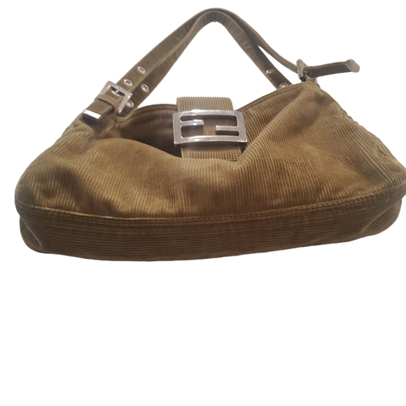 FENDI Baguette Corduroy Authentic Shoulder Bag Purse Clean Vintage Tan Brown - Picture 5 of 13